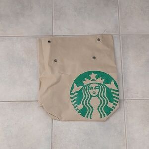 Starbucks Beige Backpack with Iconic Green Emblem